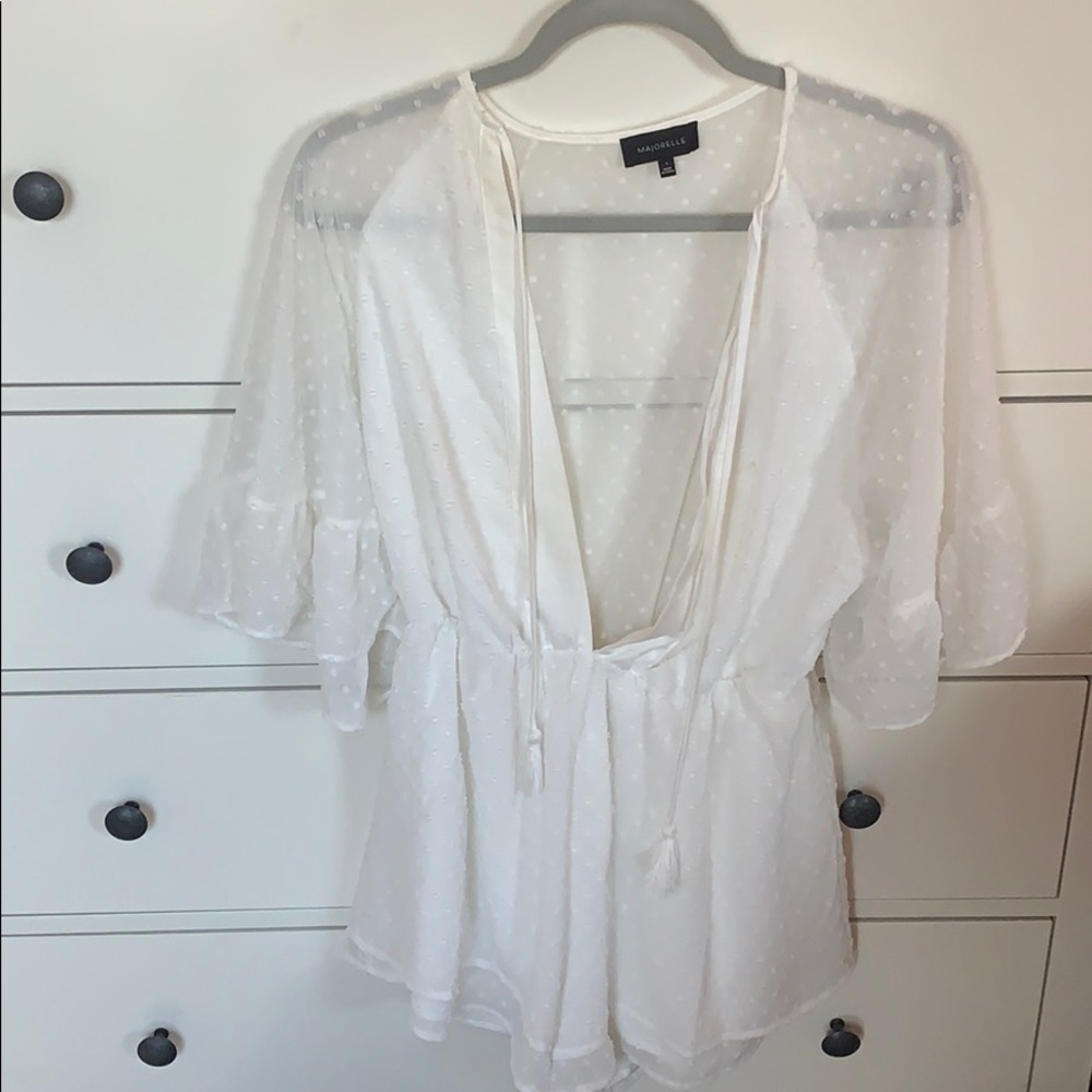 White polka dot romper
